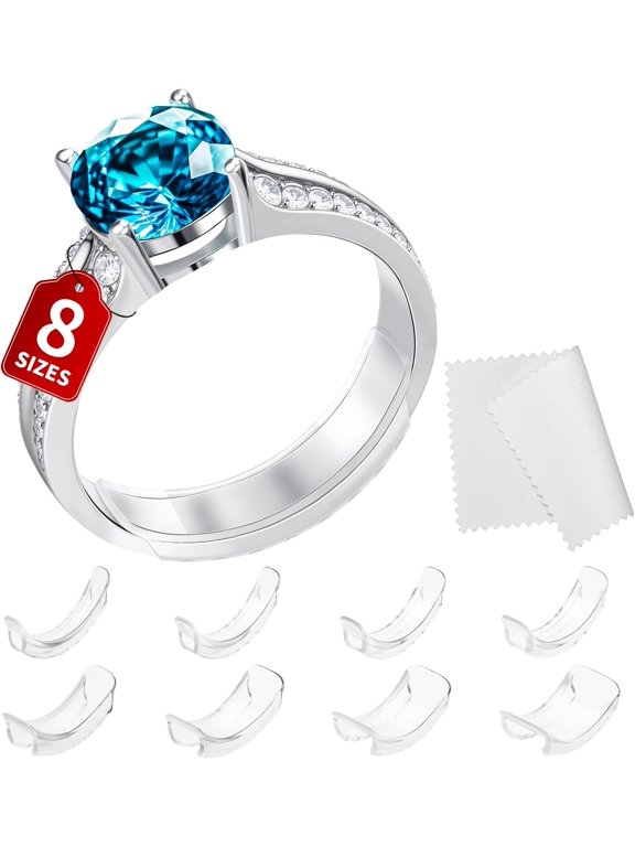 Ring Size Adjuster for Loose Rings,8 Pack Invisible Ring Guards Resizer,Comfort Ring Tightener for Men & Women,Stop Rings from Sliding & Spinning