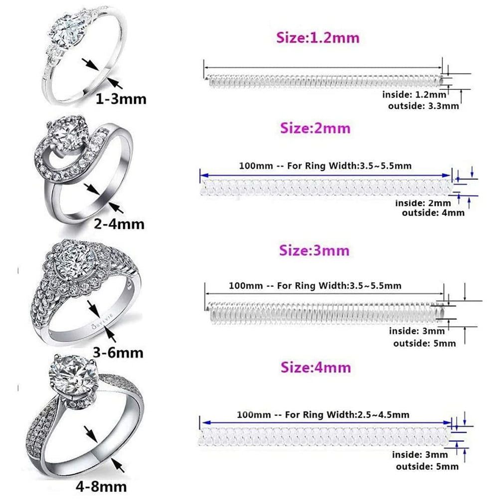 BOINN Ring Size Adjuster for Loose Rings Invisible Ring Guard Clip Transparent Silicone Sizer Tightener Resizer 4 Sizes