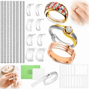 Ring Sizer Adjuster Kit for Loose Rings , Invisible Ring Guards, Silicone Tighteners, EVA Foam Spacers , Ring Measuring Tool & Polishing Cloth Universal Fit for Women & Men