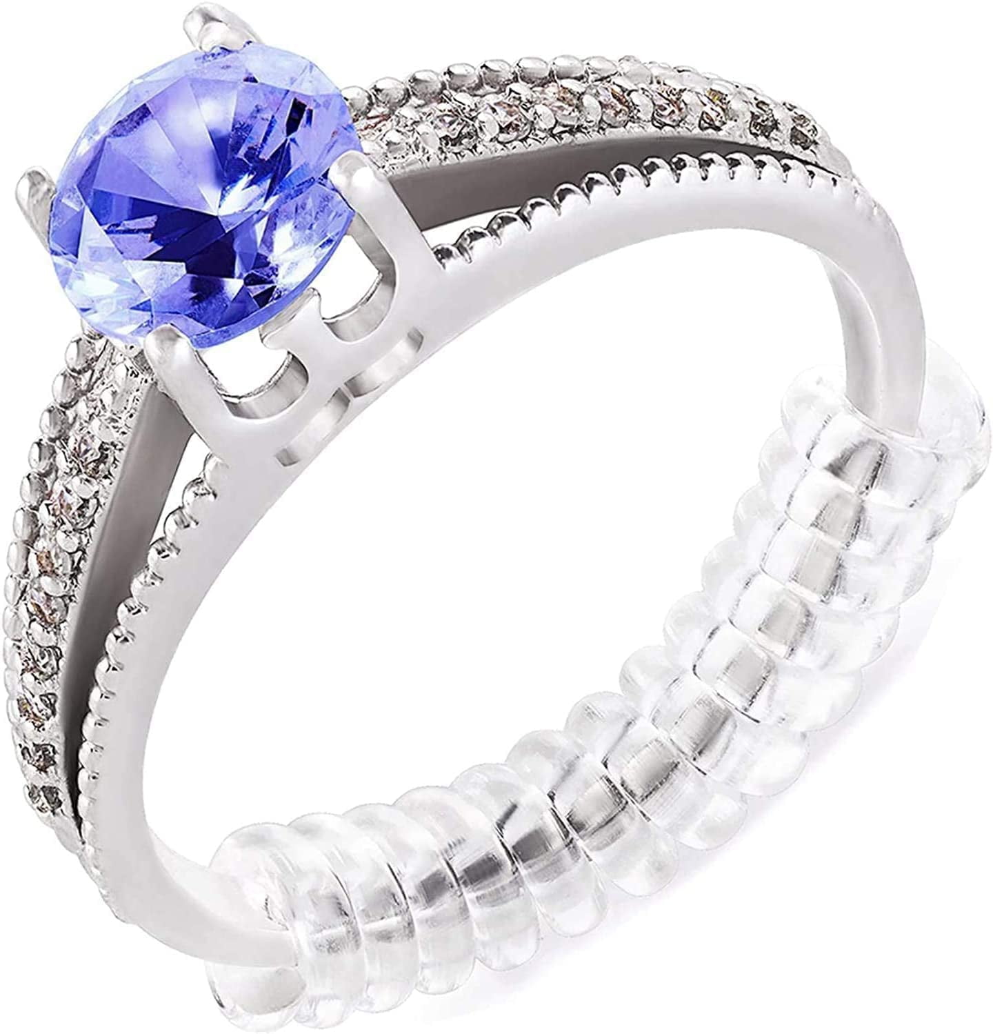 TOSEERY Ring Sizer Adjuster for Loose Rings - 12 Pack, 2 Sizes for Different Band Widths Silicone Ring Size Adjuster - Invisible Ring Guards for Women and Men by