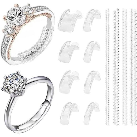 Ring Sizer Adjuster for Loose Rings, 12 Pack Invisible Ring Size Adjuster , Ring Size Adjuster for Women and Men (Clear)