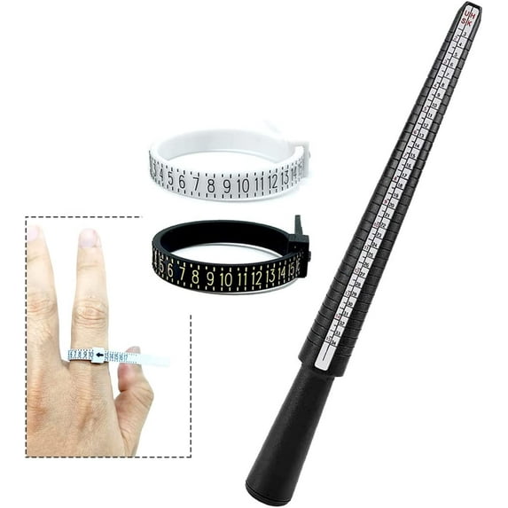 Ring Sizer Gauge Measuring Tool Finger Sizer Ring Mandrel Ring Sizing Black AU-3 AU-3
