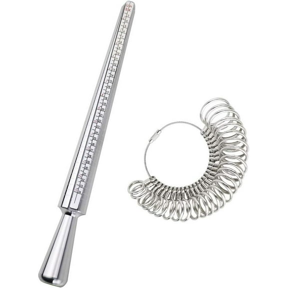 Ring Sizer Measurement Finger Ring Gauge Measurer/Mandrel Silver Finger Sizer Ruler Finger Sizing Tools US Sizes 0-13 (Metal Ring Sizer)
