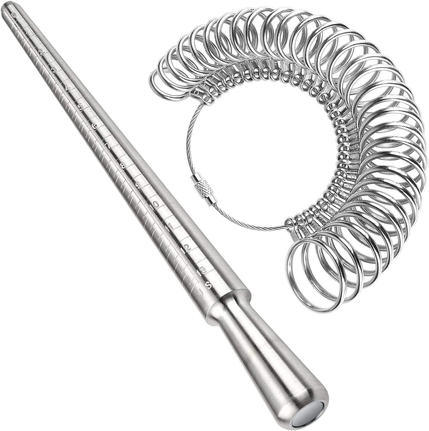 Ring Sizer Measurement Tool Including Metal Ring Mandrel & Ring Sizing