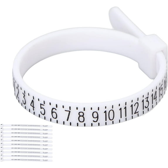 Ring Sizer Measuring Tool 10pcs Ring Gauge Set Clear Accurate Scale Finger Measuring Belt for Jewelry Measurement US Size White Ring Measurement Tool,Ring Sizers