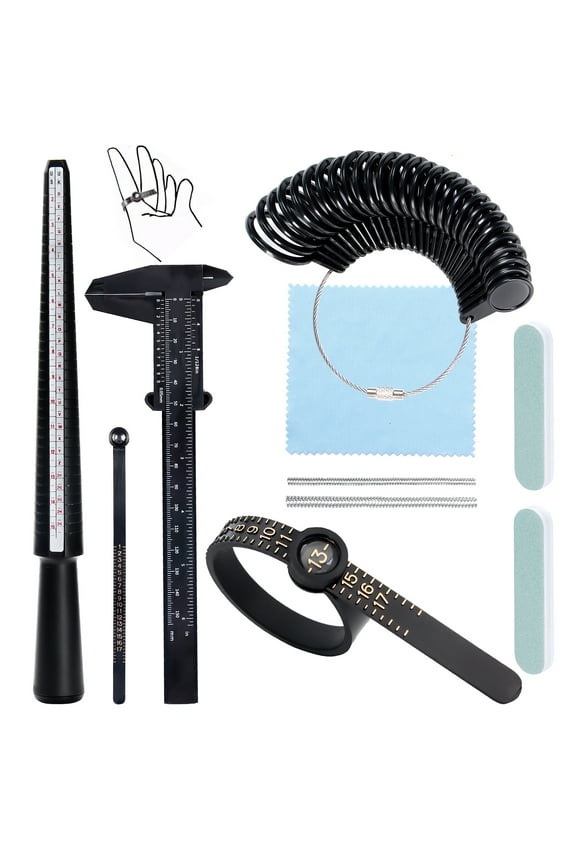 Ring Sizer Measuring Tool, 22 Pcs Ring Size Adjuster Includes Ring Mandrel, Ring Sizer Guage, Spiral Silicone Tightener Set with Polishing Cloth, Invisible Ring Size Adjuster for Loose Rings