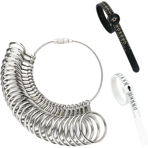 Ring Sizer Measuring Tool 3-in-1 Set Ring Sizing Kit, Ring Sizers for Measuring 0-13 with Half Sizes 27-, 2 count Ring Measurer  Sizer 1-17 with Magnifier for Women Men