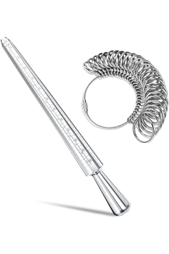 Ring Sizer Measuring Tool, Aluminum Ring Mandrel Dual Measurement Size Metal Rings Sizers Tools Kit Adjuster for Women Men Rings