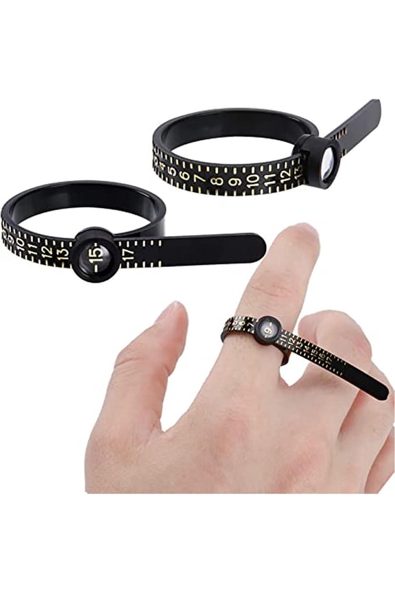 Ring Sizer Measuring Tool | Black Ring Sizer | Accurate Ring Size Measuring Tool for Women and Men, At-Home Jewelry Sizing Tool for Wedding and Engagement Rings, Great Holiday