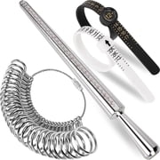 Ring Sizer Measuring Tool Kit, Ring Mandrel Measurer, 27 PCS Premium Steel Measuring Ring Tool, US Ring Size 0-13, 2 PCS Reusable Finger Size 1-17 USA Rings Size with Magnified Glass
