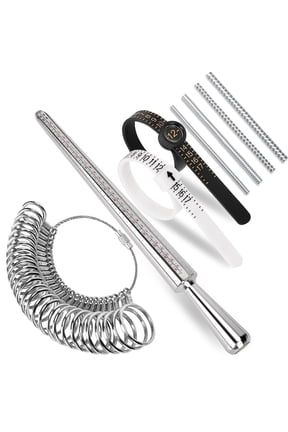 Ring Sizer Measuring Tool Kit, Ring Mandrel Measurer, 27 Pcs Premium Steel Measuring Ring Tool, US Ring Size 0-13, 2 Pcs Reusable Finger Size 1-17 USA Rings Size with Magnified Glass, 4 Pcs Ring Wrap
