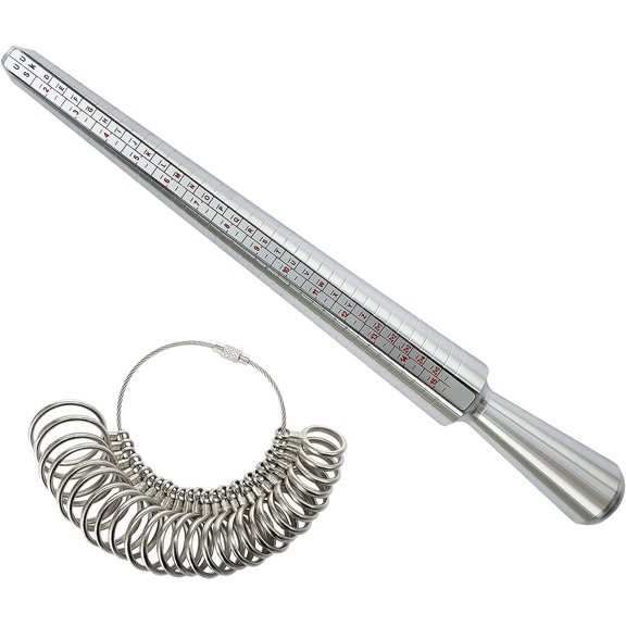 Ring Sizer Measuring Tool Metal Ring Mandrel Ring Gauge 1-13 Size with Half Size Ring Sizer Tool