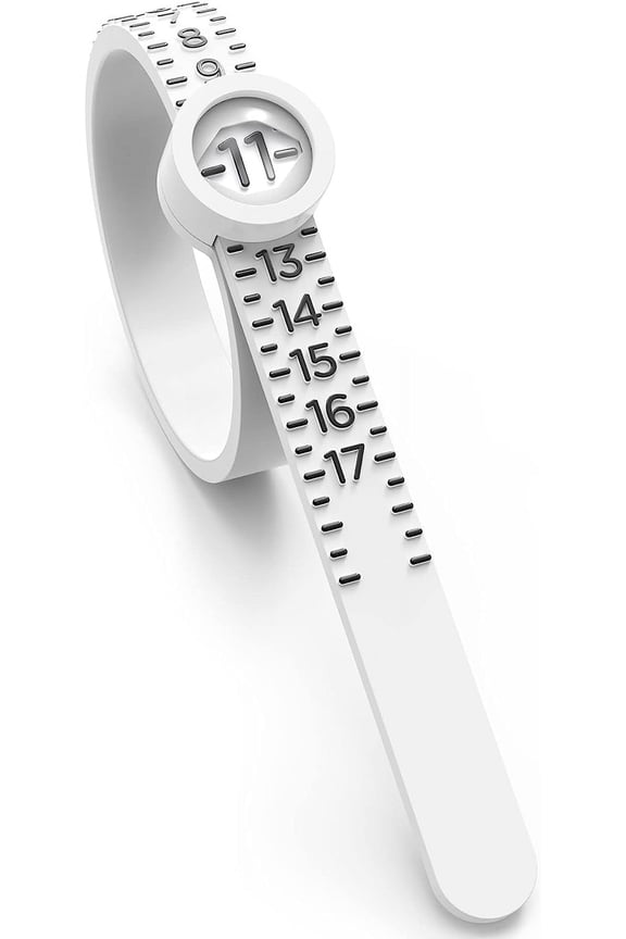 Ring Sizer Measuring Tool, Reusable Finger Size Measuring Tape with Magnified Glass, Clear and Accurate Jewelry Sizing Tool 1-17 USA Rings SizeWhite