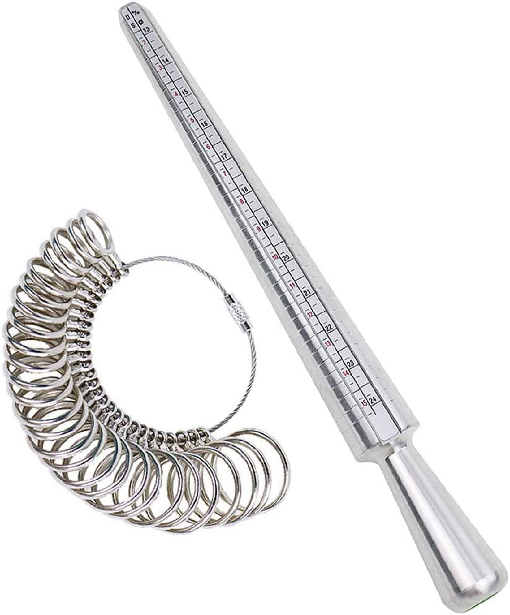 MENKEY Ring Sizer Measuring Tool Ring Mandrel Measurement Tool Measure Ring Size Finger Sizing Set Metal Gauge US Size 1-13 Jewelry Sizers Kit of 27 Pieces