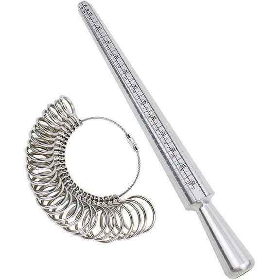 Ring Sizer Measuring Tool Ring Mandrel Measurement Tool Measure Ring Size Finger Sizing Set Metal Gauge US Size 1-13 Jewelry Sizers Kit of 27 Pieces