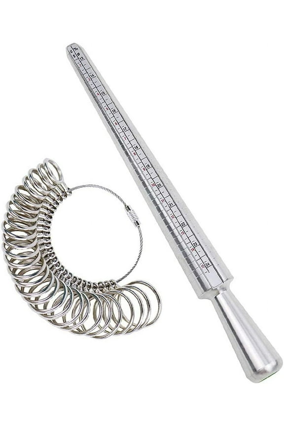 Ring Sizer Measuring Tool Ring Mandrel Measurement Tool Measure Ring Size Finger Sizing Set Metal Gauge US Size 1-13 Jewelry Sizers Kit of 27 Pieces