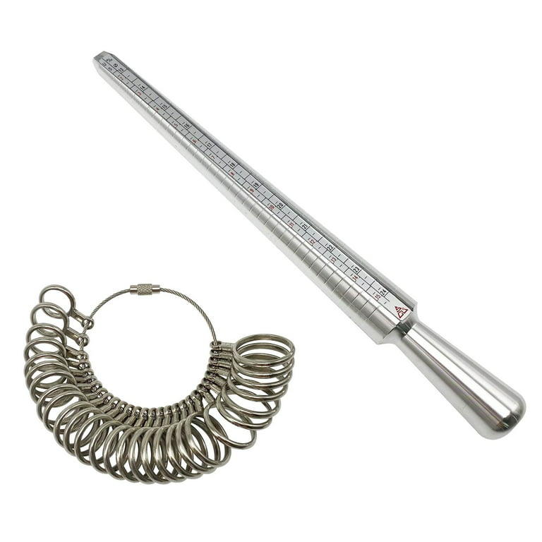Ring Sizer Measuring Tool Set Metal Ring Sizers Stainless Steel Ring Gauges  Finger Sizer & Ring Mandrel Aluminuml (Size 1-13)