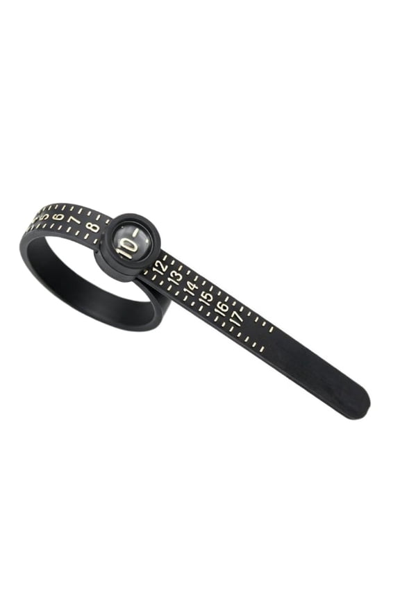 1pcs black Ring Sizer Measuring Tool with Magnifier, Multi-Standard Plastic Ring Gauge