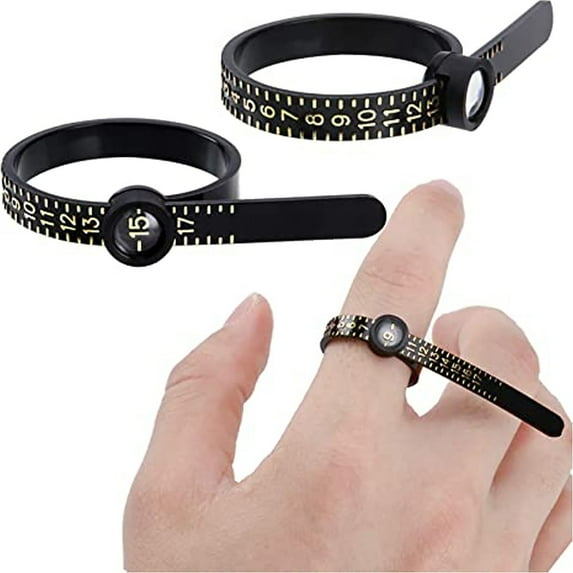 Ring Sizer Measuring Tool with Magnifier, for Ring Measurer and Ring Sizer Clear and Intuitive Reading. Plastic Ring Sizer with Lens, 1-17
