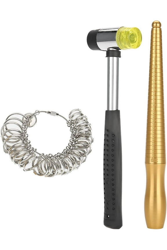 Ring Sizer Ring Mandrel and Hammer Set, Accurate Finger Size Measuring Stick Jewelry Craftsmen Tool for Determining The Right Ring Size