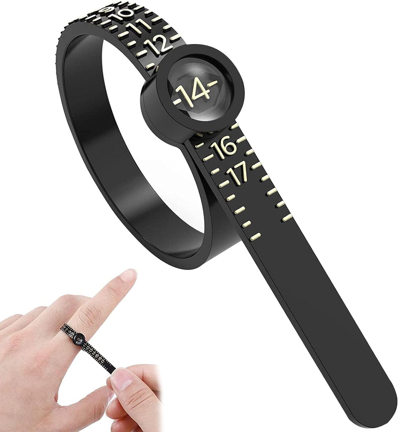 MENKEY Ring Sizer Ring Sizer with Enlarged Window Reusable Ring Measuring Tool Measure Finger Size Accurately Ring Measurer Ring Finger Sizer 1-17 US Ring Size