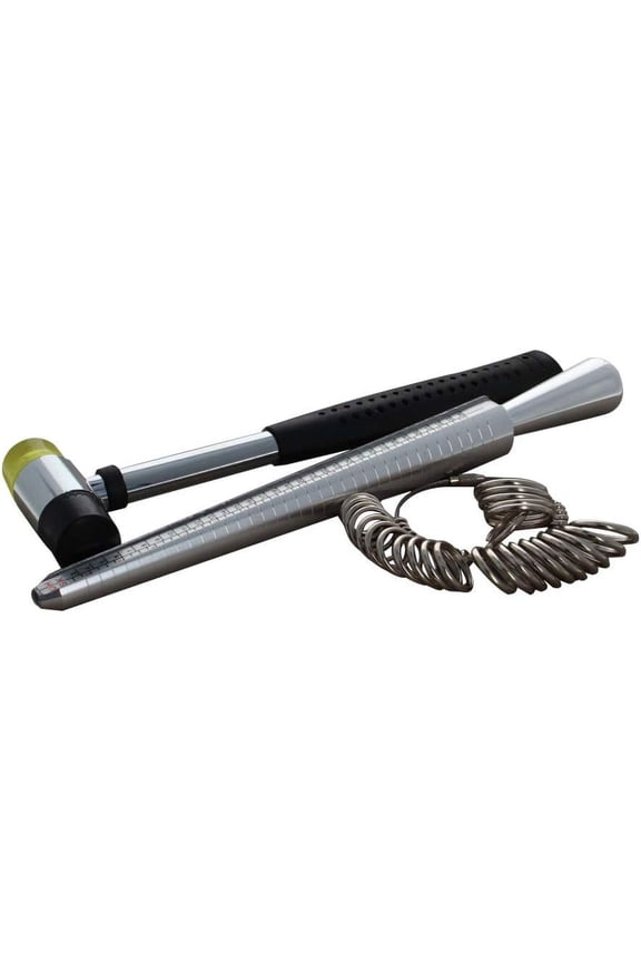 Ring Sizer Set Mandrel Finger Gauge Stick TSK Aluminum Ring Rod Degree Ring Rubber Hammer Measuring Sizes Jewelry DIY Tool Kit 0-13mm US Feet Circle Rubber Hammer 1set