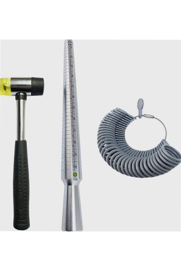 Ring Sizer Set Metal Measuring Tool Ring Mandrel Finger Sizing Gauge Set US Size Jewelry Measurement Tools with Jewelers Rubber Hammer