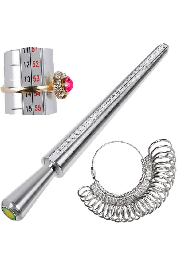 Ring Sizer Set UK, A-Z Silver Ring Measuring Tool Finger Size Measurer for Women & Men Belt Gauge Measurement Jewellery Sizing Tools for Wedding Ring Diameter Engagement Rings Men & Women