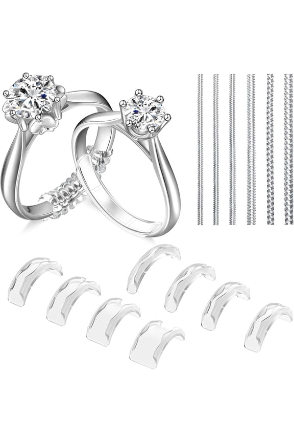 Ring Sizers for Loose Rings, 14 Pack Invisible Ring Size Adjuster , Ring Guards Spacer Tightener Resizer Fitter for Women Men, Make Ring Smaller Without Resizing Thick Band (Transparent-14PCS)
