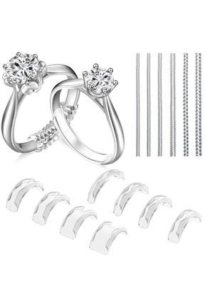 Ring Sizers for Loose Rings, 14 Pack Invisible Ring Size Adjuster Silicone, Ring Guards Spacer Tightener Resizer Fitter for Women Men, Make Ring Smaller Without Resizing Thick Band (Transparent-14PCS