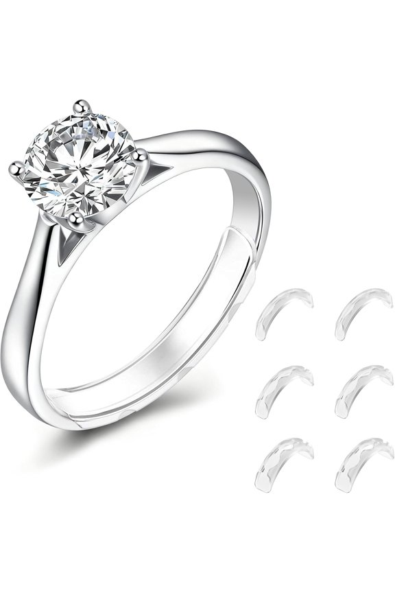 Ring Sizers for Loose Rings, 6 Pack Invisible Ring Size Adjuster for Women Men, Reduces Size by 0.5-1.5, Rings Guard Spacer Tightener Resizer, Fits 1-4mm Wide Bands