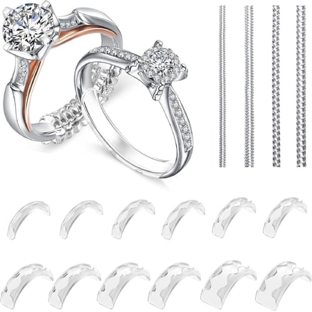 Ring Sizers for Loose Rings Ring Guards for Loose Rings Fit Any Rings, Invisible Ring Size Adjuster Never Sliding Off and Spinning (12 pcs)