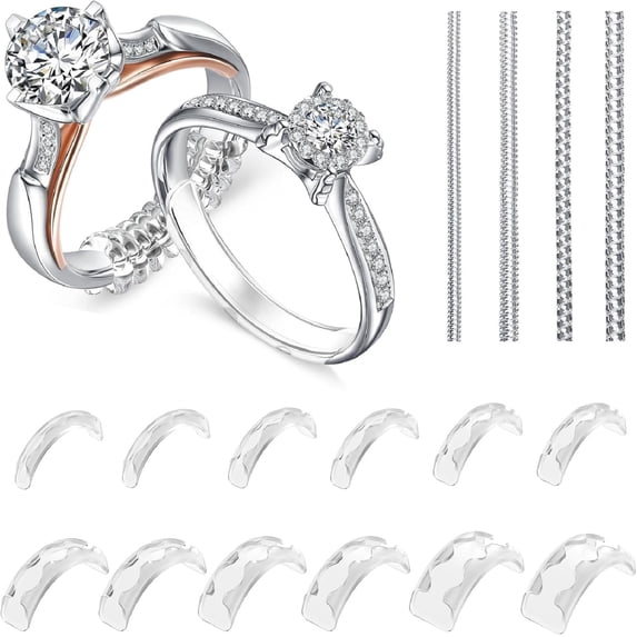Ring Sizers for Loose Rings Ring Guards for Loose Rings Fit Any Rings, Invisible Ring Size Adjuster Never Sliding Off and Spinning (12 pcs)