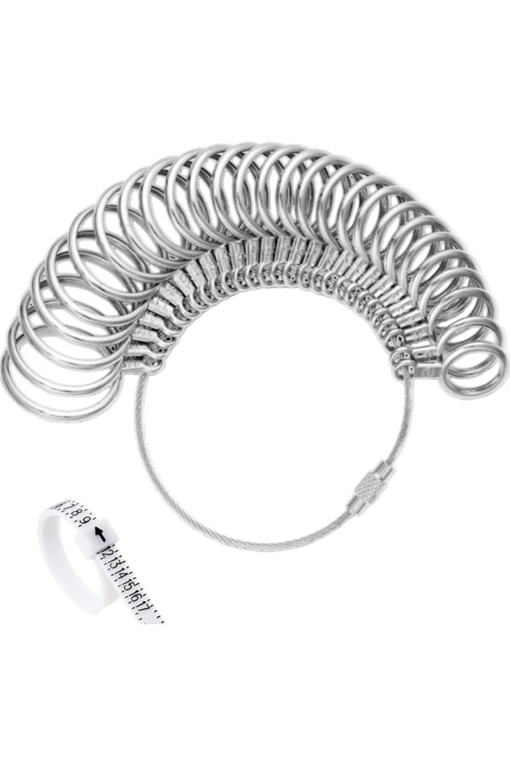 Ring Sizing Kit Stainless Steel Ring Sizers for Measuring Women & Mens Ring Sizer 27 count Professional Finger Ring Measurer Gauge Set Size 0-13 with Half Size, Ring Sizer Belt Size 1-17