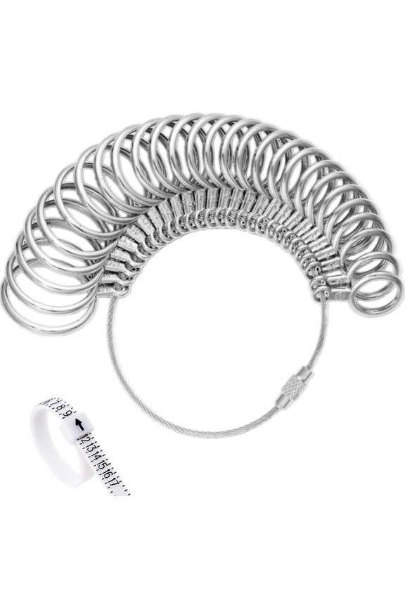 Ring Sizing Kit Stainless Steel Ring Sizers for Measuring Women & Mens Ring Sizer 27 count Professional Finger Ring Measurer Gauge Set Size 0-13 with Half Size, Ring Sizer Belt Size 1-17