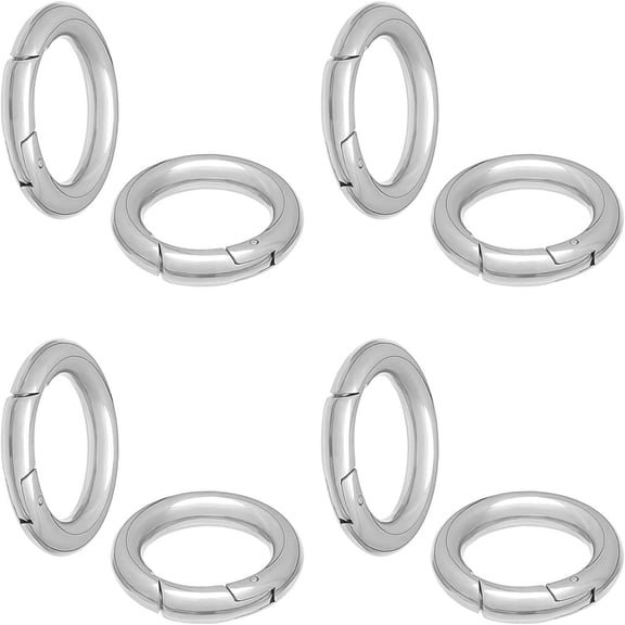 Ring Smooth 304 Stainless Steel Spring Gate Rings O Rings Snap Clasps Stainless Steel Color 9 Gauge 17x3mm 4pcs/box