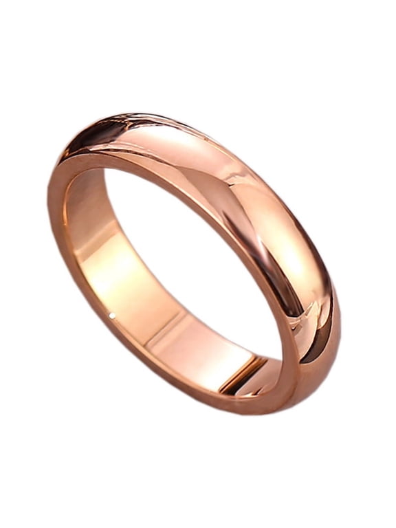 Ring Stainless Steel Simple Shiny Rings For Women Cute Minimalist Finger Jewelry Rose Gold Silver Color Smooth Size 4 To 10