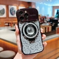 thumbnail image 1 of Ring Stand Case for iPhone 11 Pro Max with Camera Lens Protector, Anti-Scratch Plating Case with Wave-Shaped Glitter Leopard Pattern Design Compatible with MagSafe Shockproof Bracket Cover, Black, 1 of 11