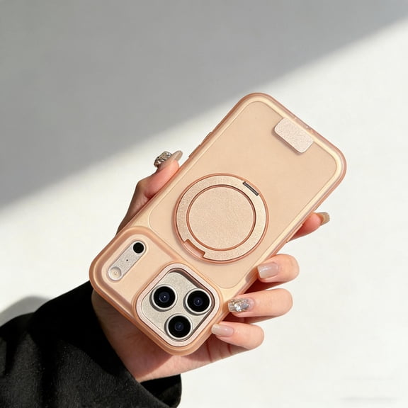 Ring Stand Case for iPhone 15, Built-in Metal Stand and Finger Ring Holder, Magnetic Compatible with Mag-Safe, Military Grade Protection Rugged Phone Cover for iPhone 15, Pink