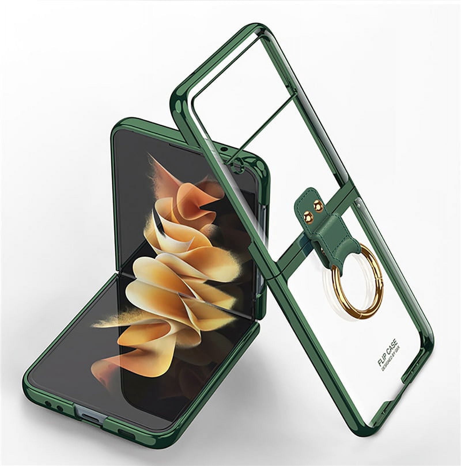 Ring Stand Compatible with Samsung Galaxy Z Flip 3 Clear Case Plating ...