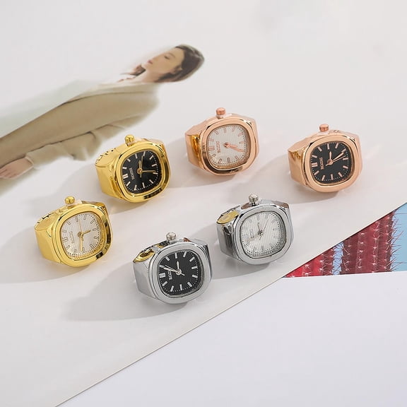 Ring Style Watch, Rose Gold Finish, Turquoise Dial, Stainless Steel, Valentine Day Gift for Her, Valentine S Day Gift, Wearable Timepiece, Fashion Jewelry, 1 Pc