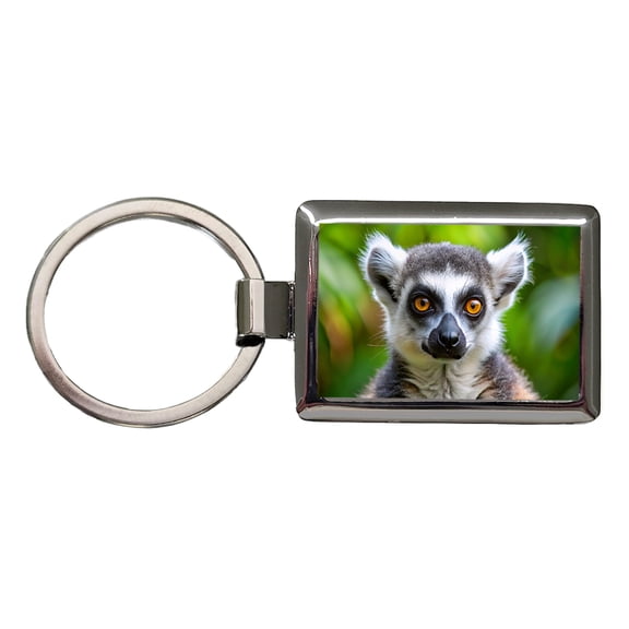 Ring-Tailed Lemur Metal Rectangle Keychain