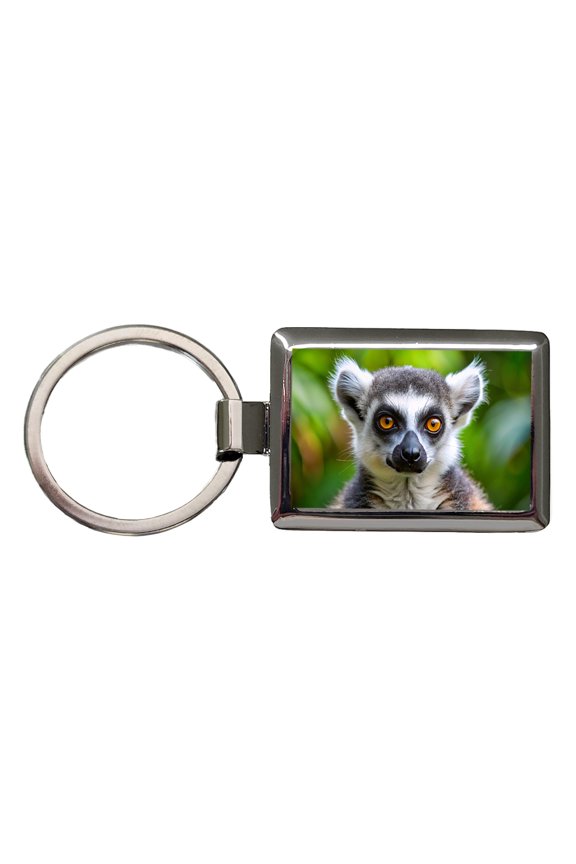 Ring-Tailed Lemur Metal Rectangle Keychain