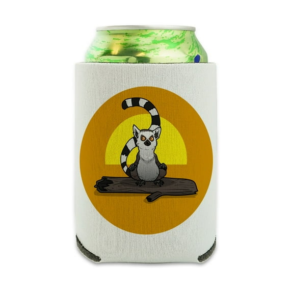 Ring-Tailed Lemur on Log Can Cooler - Drink Sleeve Hugger Collapsible Insulator - Beverage Insulated Holder