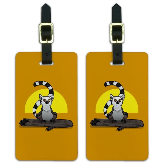 Ring-Tailed Lemur on Log Luggage ID Tags Suitcase Carry-On Cards - Set of 2