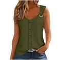 thumbnail image 1 of Ring Tank Top Women Casual Summer V-Neck Sleeveless T Shirts with Ornamental Button, 1 of 6