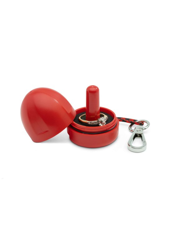 Waterproof Ring Holder Keychain for Travel and Gym - Ruby Red