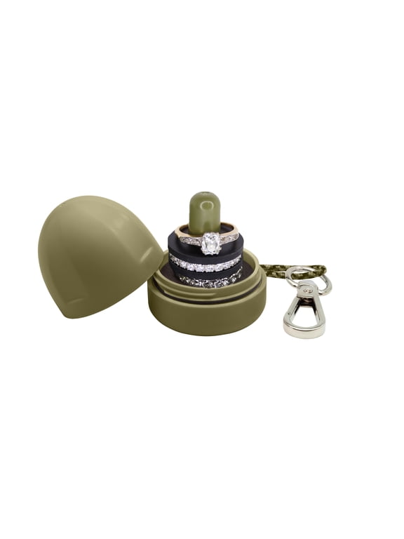 Waterproof Ring Holder Keychain for Travel and Gym- Olive Green