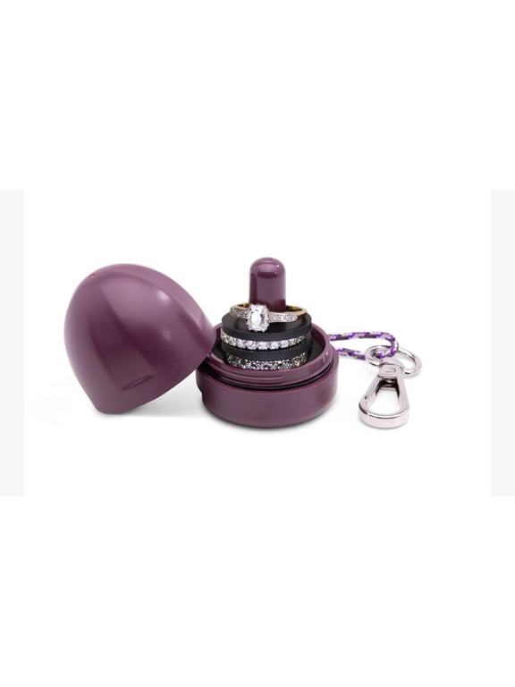 Waterproof Ring Holder Keychain for Travel and Gym - Plum