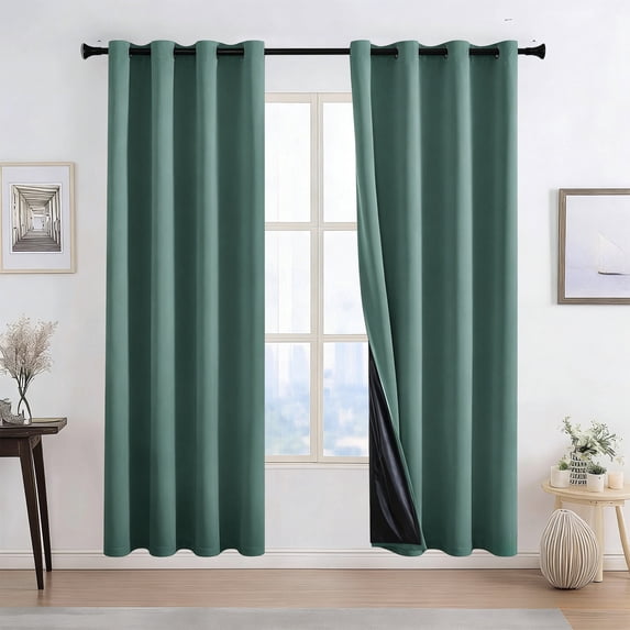 Ring Top Black Lined Blackout Curtain,Thermal Insulated,Noise Reducing Privacy Window Curtain,for Living Room,Bedroom,Apartment,Dorm,Home Decor